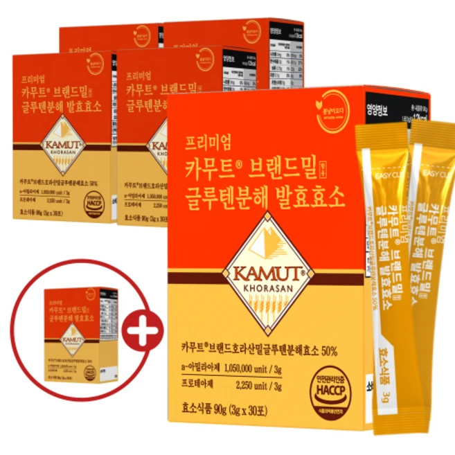 [105만 역가수치] 프리미엄 카무트 글루텐 분해 발효 효소 탄수화물 밀가루 소화 HACCP 캐나다 정품 KAMUT, 6박스, 30회분