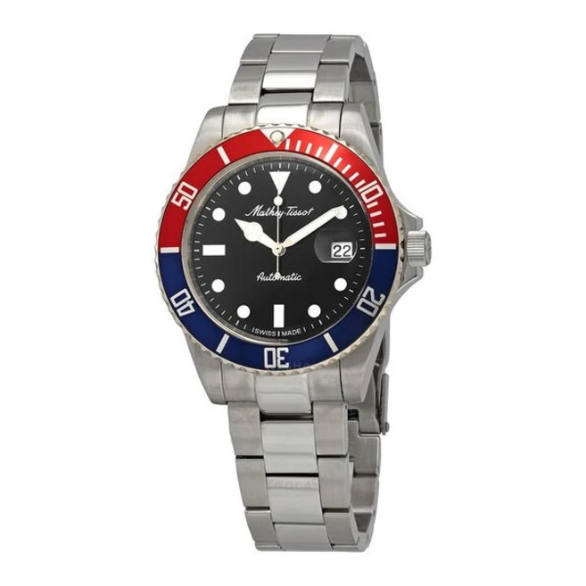 Mathey-Tissot 티쏘 메티티솟 Mathey 빈티지 자동 블랙 다이얼 펩시 베젤 남성용 시계 H901