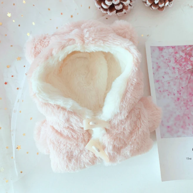 티니숲속 20cm인형 옷 뿔단추 퍼코트 솜인형 무속성 아이돌인형, 곰