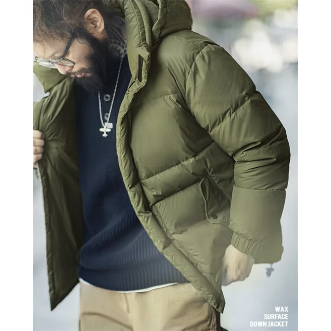 남성 패딩 아메리칸 빈티지 오일 왁스 점퍼 탈부착 후드 도톰 하이넥 코트 겨울 Winter Down Jacket TS2307006