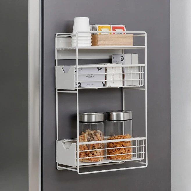 [홈앤하우스] 부착형 다용도 틈새 수납 선반 3단