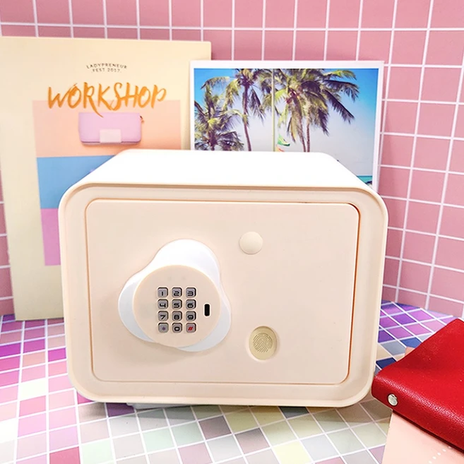 레더스 가정용 미니금고 지폐 저금통, 크림베이지, 1개