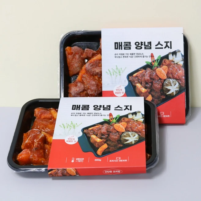 일품정한우 매콤 양념스지 밀키트 캠핑음식 간편 술안주 300g, 1개