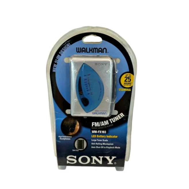 Old Stock Sealed 소니 워크맨 WM-FX193 FM/AM Tuner 카세트 실버/블루 Y2K