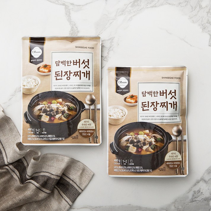 올반 키친 담백한 버섯 된장찌개, 480g, 2개