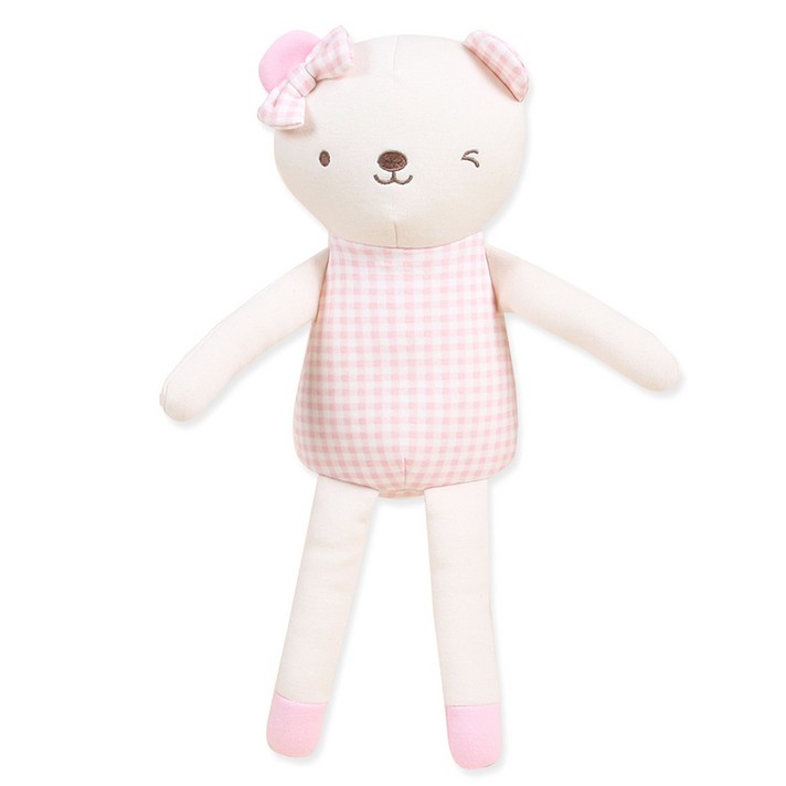 오가닉붐 유아용 롱롱이 곰돌이 애착인형, 여아