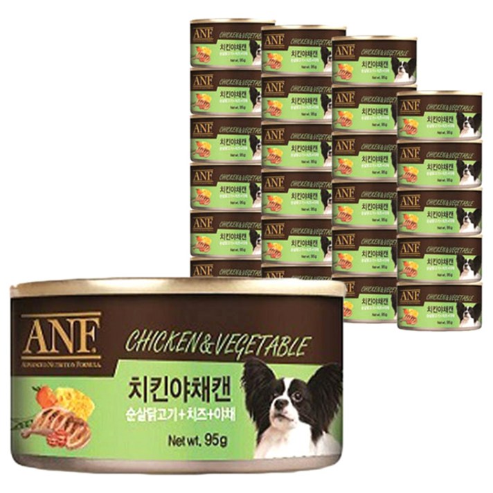 에이엔에프 강아지 간식캔, 혼합맛(치킨/야채), 95g, 24개