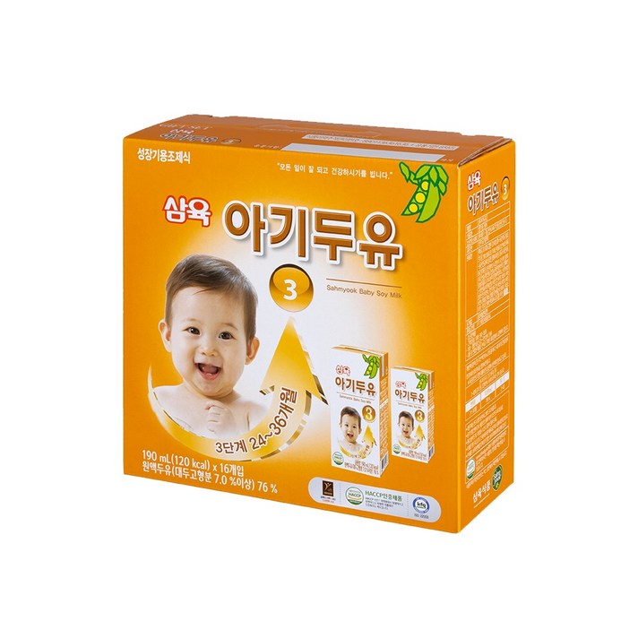 삼육두유 아기두유 3단계 190ml, 두유, 16개