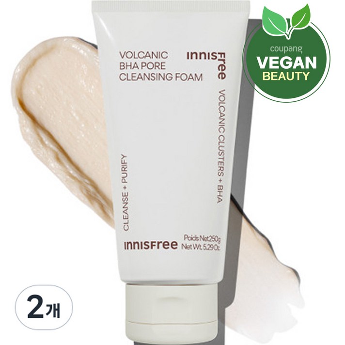이니스프리 화산송이 BHA 모공 클렌징폼 대용량, 250g, 2개
