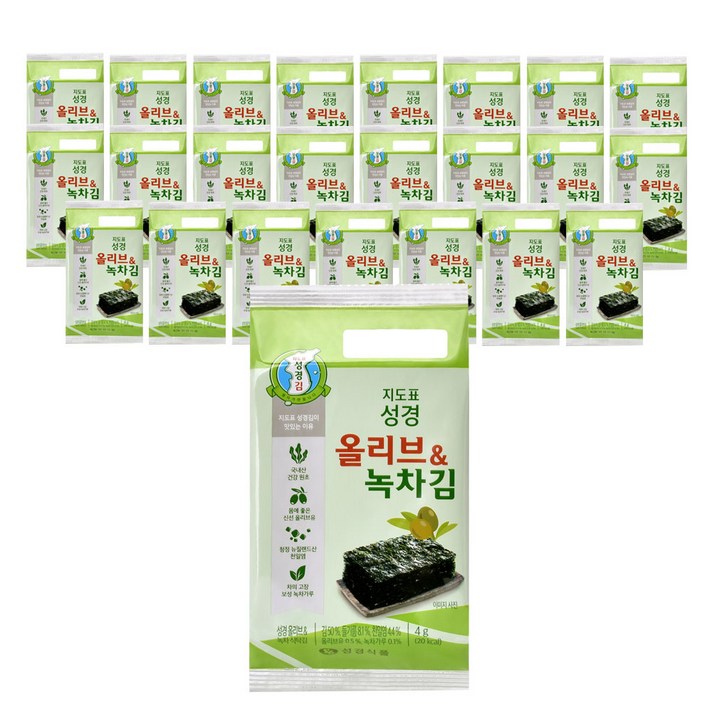 성경식품 올리브&녹차 식탁김 4g, 24개입