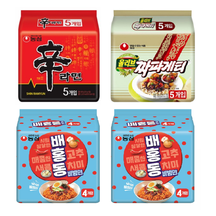 농심 신라면 + 짜파게티 + 배홍동 비빔면 2p 기획세트, 1세트