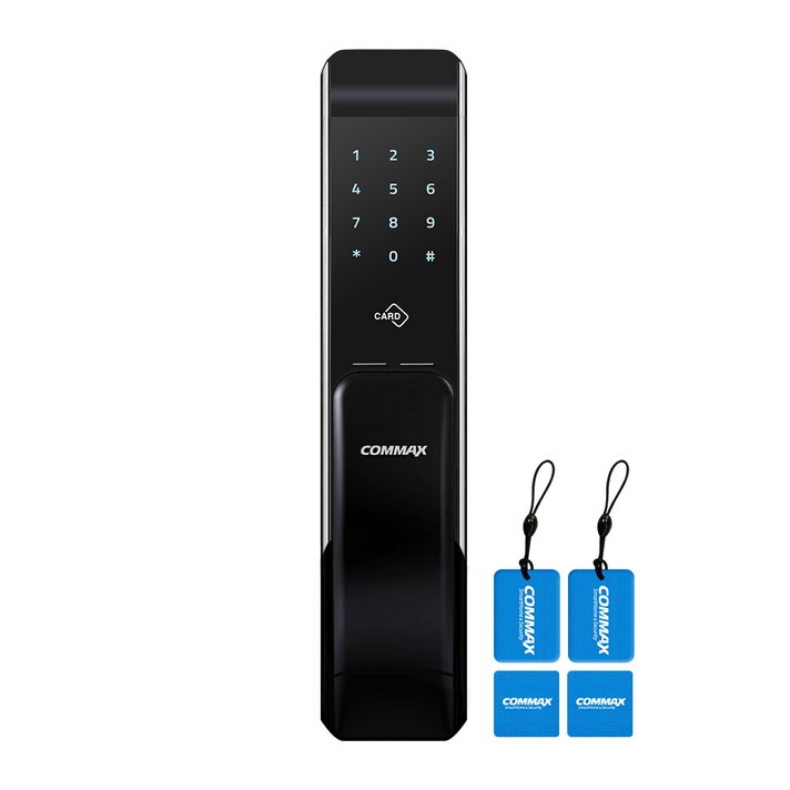 COMMAX 푸시풀 도어락 CDL-205P + 고리형 카드키 2p + 스티커형 카드키 2p
