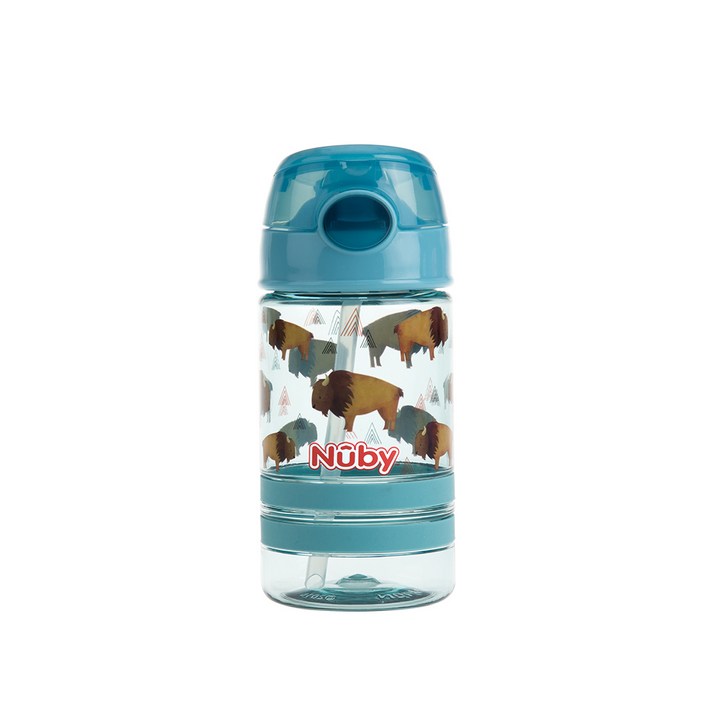 누비 트라이탄 티티 원터치 빨대컵 360ml, 물빠진청색, 1개