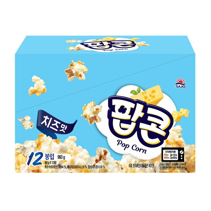 사조 전자레인지용 팝콘 치즈맛, 80g, 12개