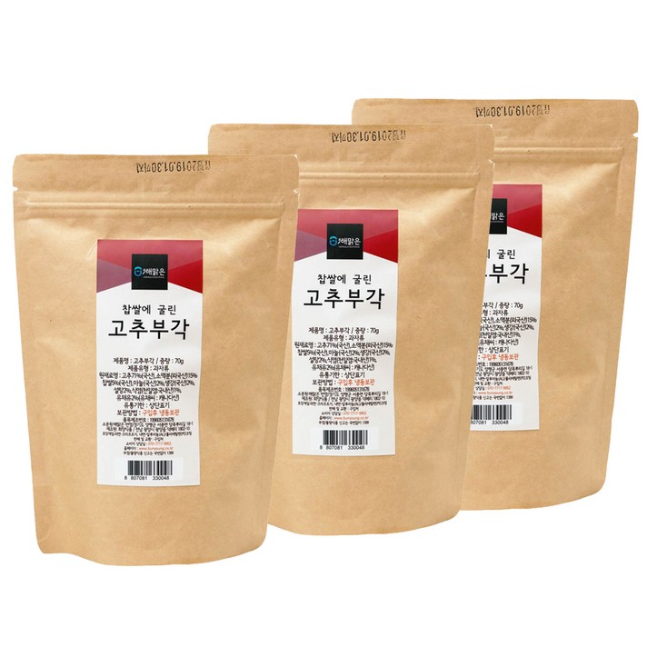 해맑은번영 찹쌀에 굴린 고추부각, 70g, 3개