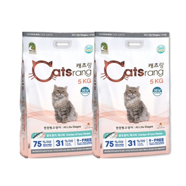 캐츠랑 전연령 올라이프 고양이 건식사료 2p, 5kg, 닭 앤 참치