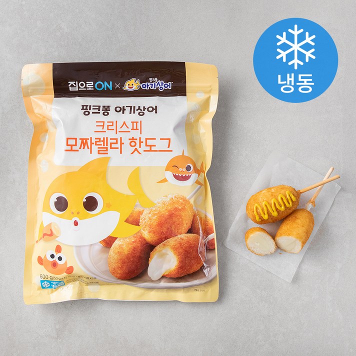 집으로온 핑크퐁 아기상어 크리스피 모짜렐라 핫도그 (냉동), 600g, 1개