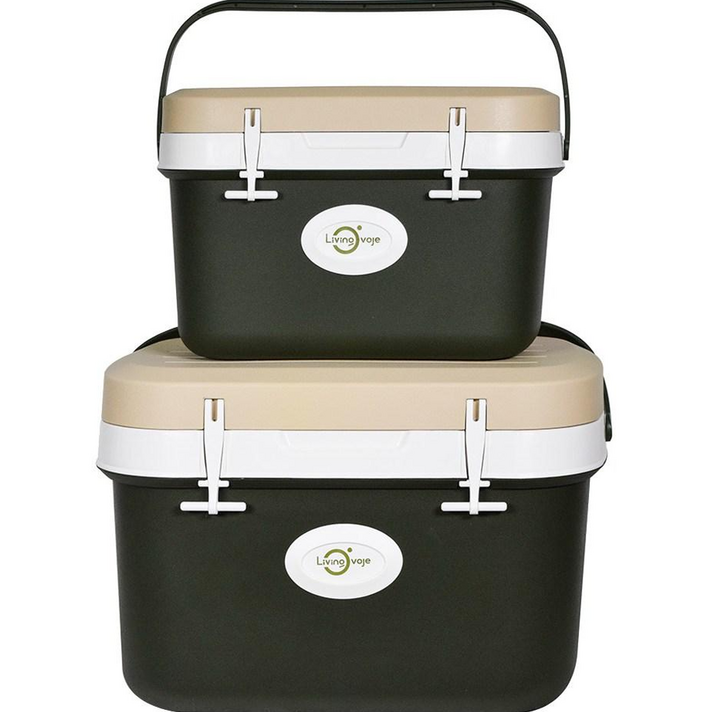 리빙오보제 캠핑 아이스박스 11L + 25L 세트, 11L+25L SET, 카키 + 베이지