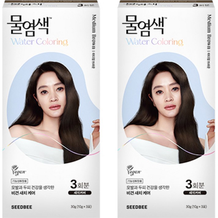 씨드비 물염색 새치 염모제 30g, 미디엄 브라운, 2개