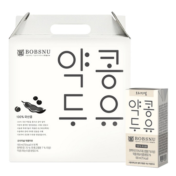서울대밥스누 오리지널 약콩두유, 190ml, 16개