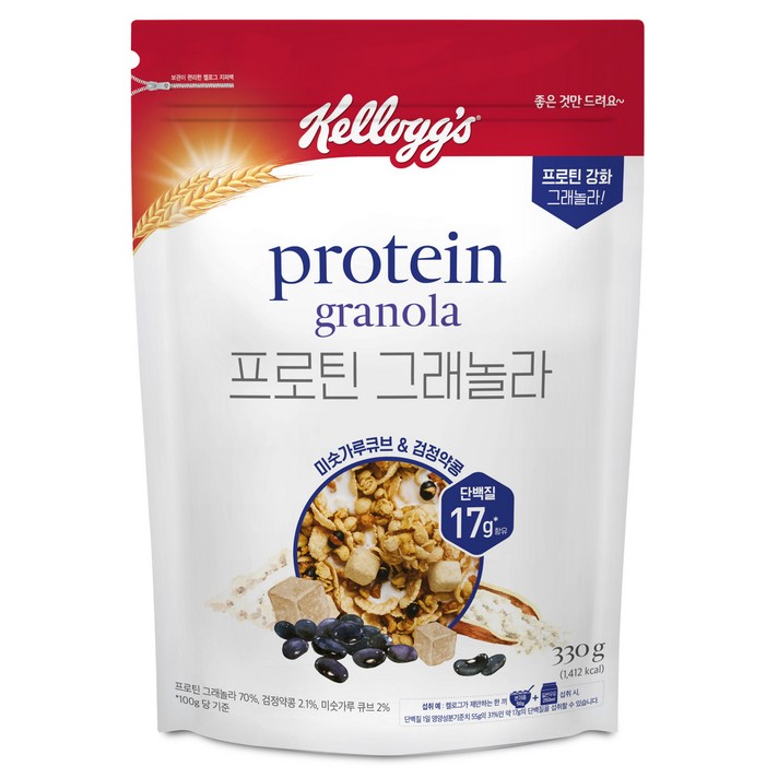 켈로그 프로틴그래놀라 미숫가루앤검정약콩, 330g, 1개입