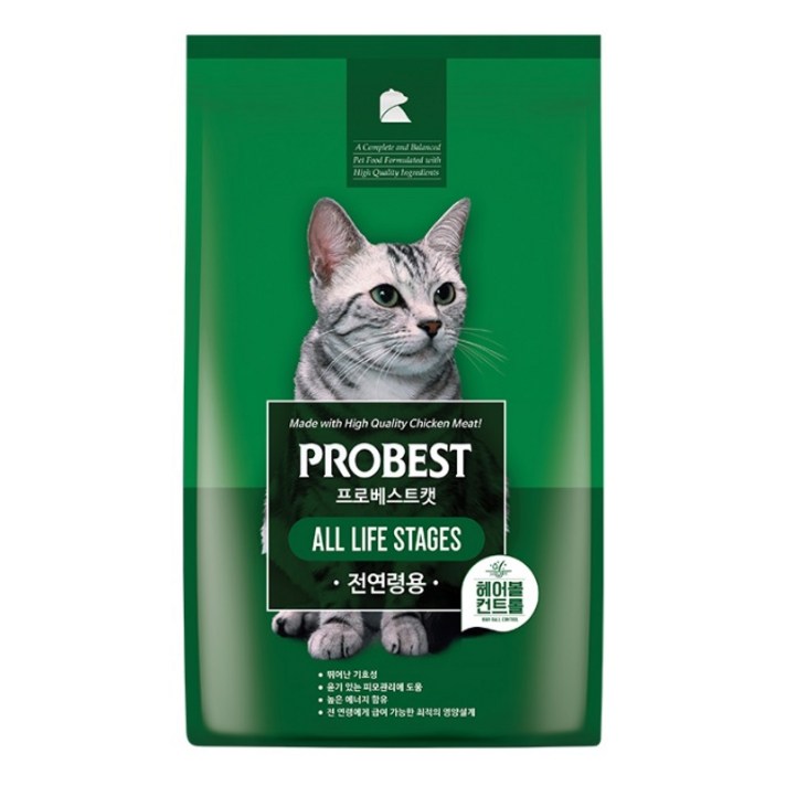 프로베스트 캣 그린 전연령 고양이 헤어볼사료, 5kg, 1개, 헤어볼