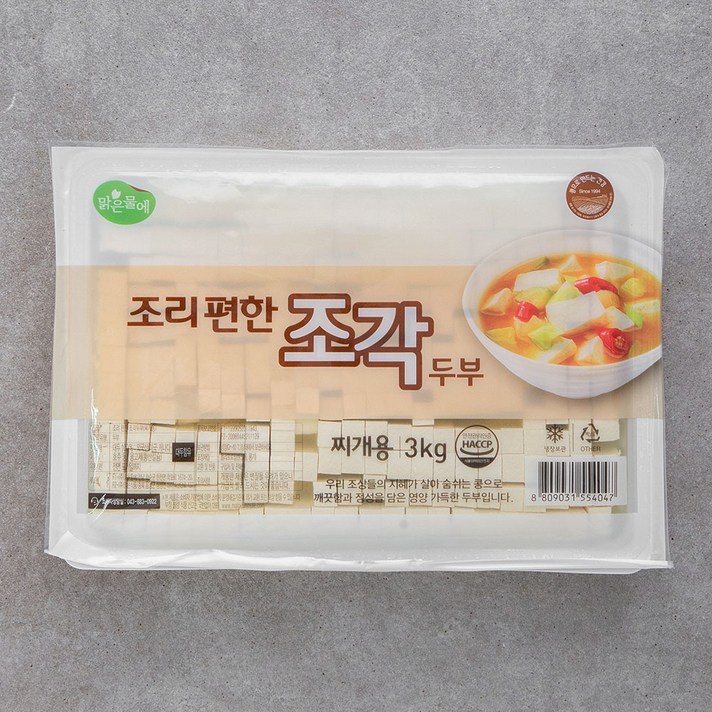 맑은물에 조각 찌개두부, 3kg, 1개