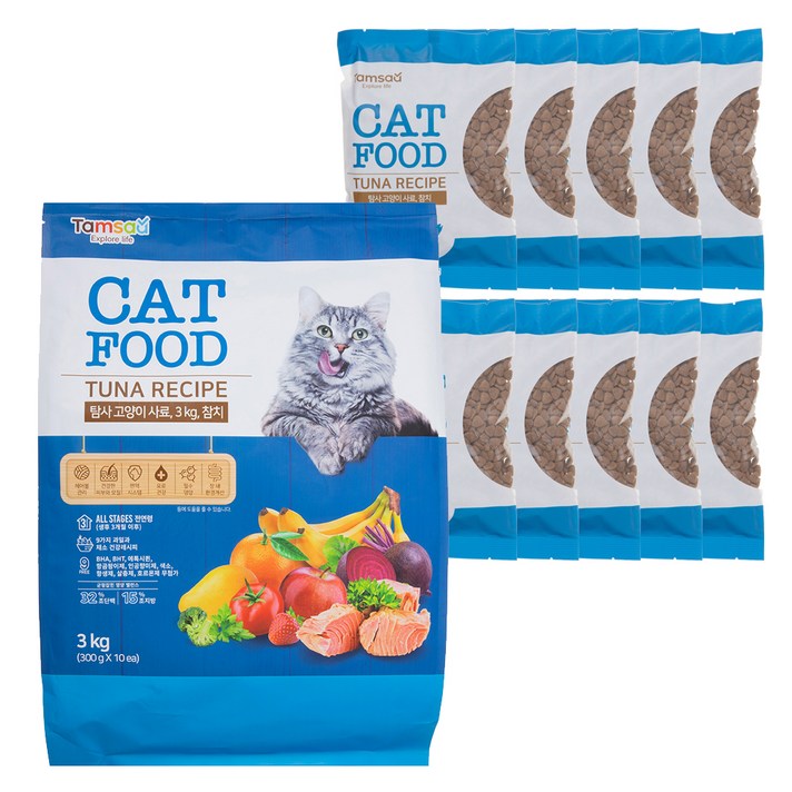 탐사 고양이 사료 참치, 300g, 10개입