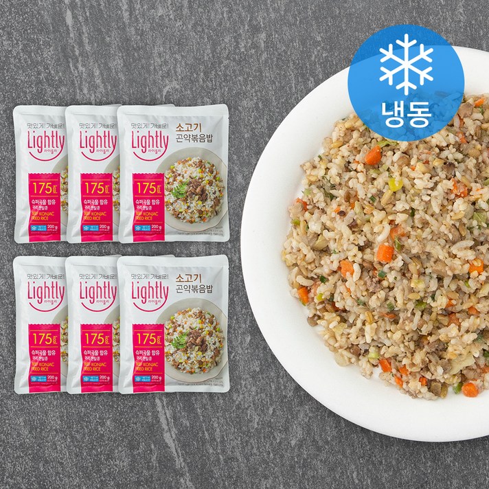 청정원 라이틀리 소고기곤약볶음밥 (냉동), 200g, 6개