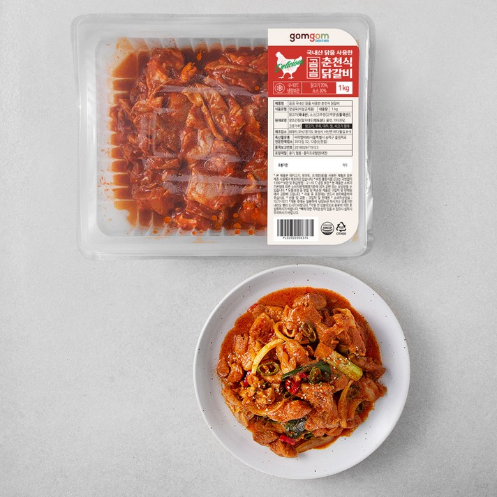 곰곰 국내산 닭을 사용한 춘천식 닭갈비 1kg (냉장), 1개