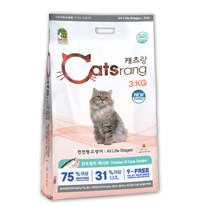 캐츠랑 NEW 전연령 올라이프 고양이 건식사료, 닭 + 참치, 3kg, 1개