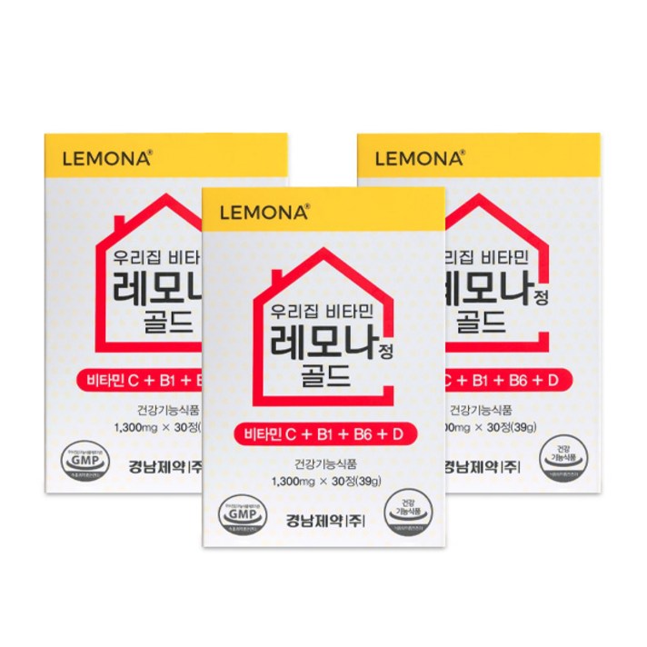 경남제약 우리집 비타민 레모나정 골드, 3개, 30정
