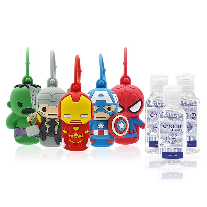 디즈니 마블 아이언맨 케이스 휴대용 손소독제 30ml + 리필 30ml x 2p 세트 베이비파우더
