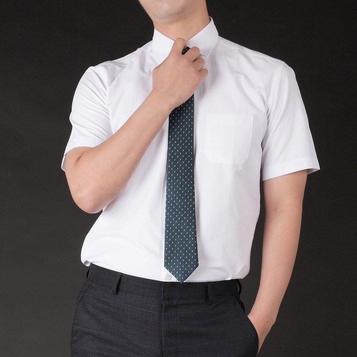 남성용 구김없는 반팔 와이셔츠
