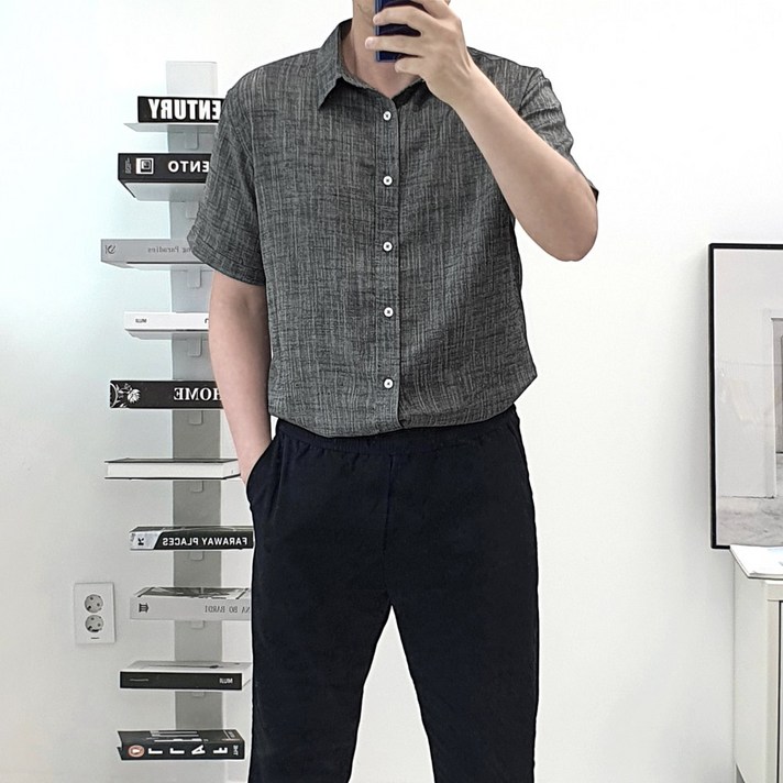 시원한 남자 반팔 린넨 셔츠