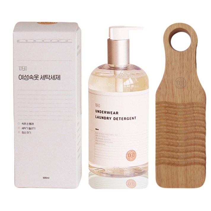 일오삼공 퓨어 EM 발효 여성 속옷 세탁 그날세제 500ml + 우드 미니 빨래판 세트, 1세트