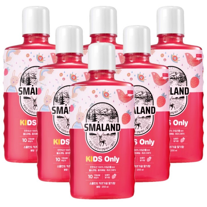 스몰란드 키즈 가글 딸기향, 250ml, 6개