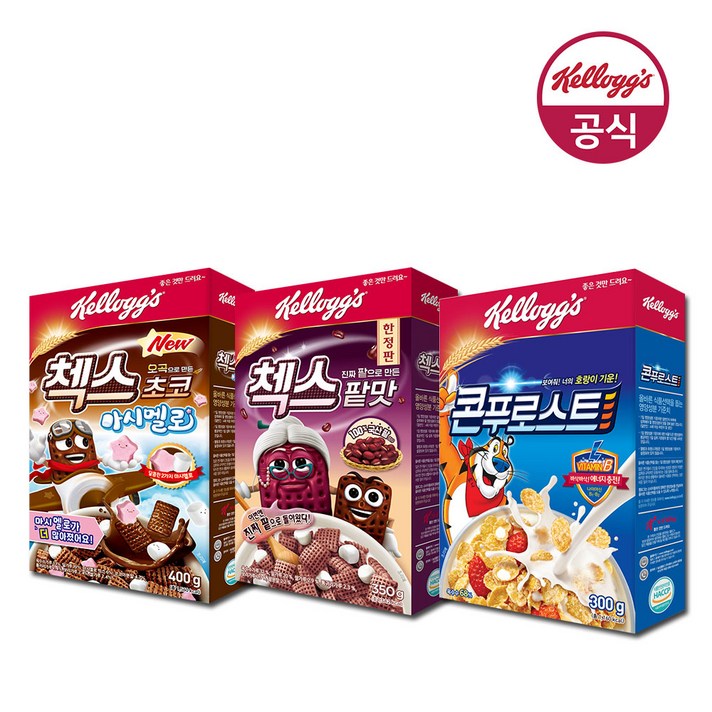 켈로그 New 첵스초코 팥맛 350g (K-팥 시리얼) + 시리얼 17종 골라담기, 콘푸로스트 300g