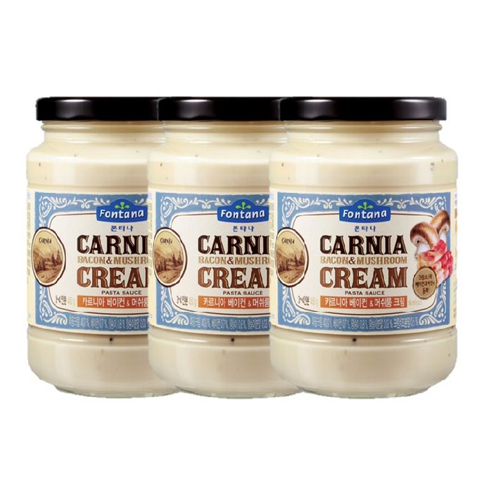 폰타나 카르니아 베이컨&머쉬룸 크림 파스타소스, 450g, 3개입