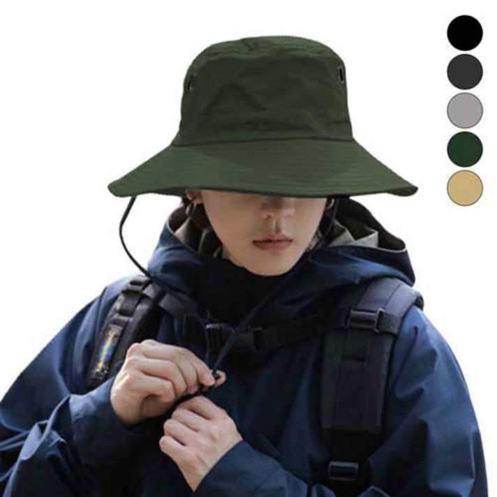 비욘드유 햇빛 자외선 차단 사파리 등산 모자, 그린