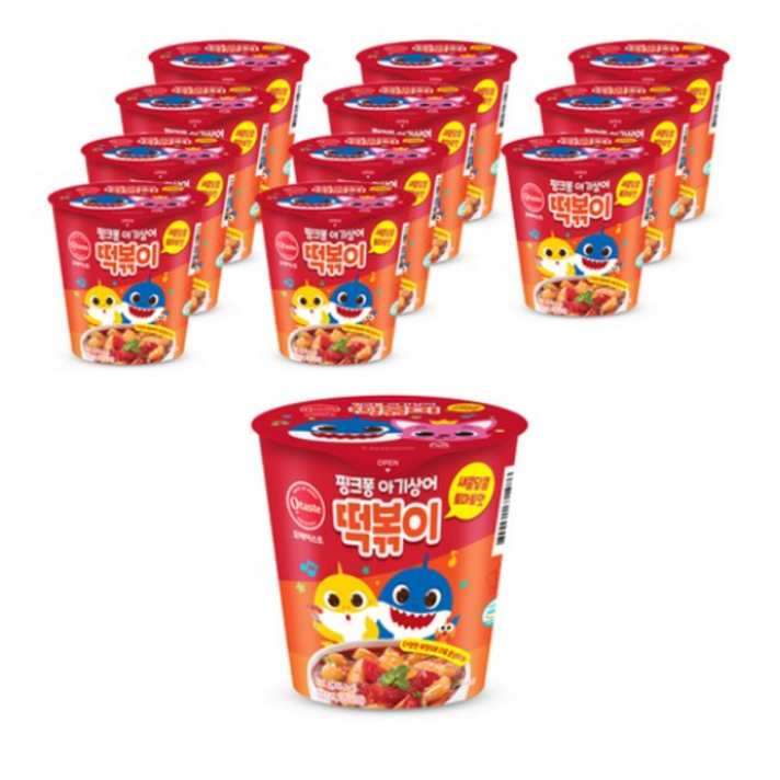 핑크퐁 아기상어 새콤달콤토마토맛 떡볶이, 111g, 12개