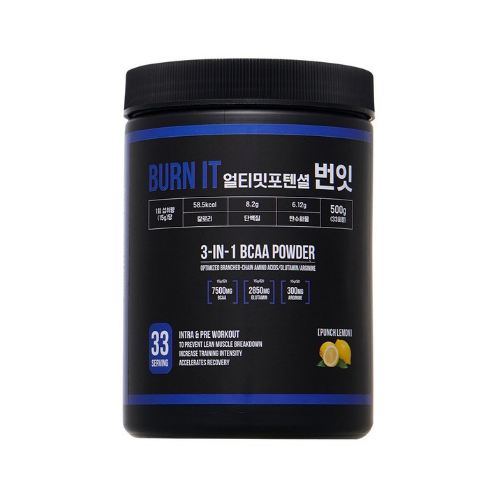 얼티밋포텐셜 번잇 BCAA 필수아미노산 아르기닌 프로틴 단백질보충제 원통형 500g, 1