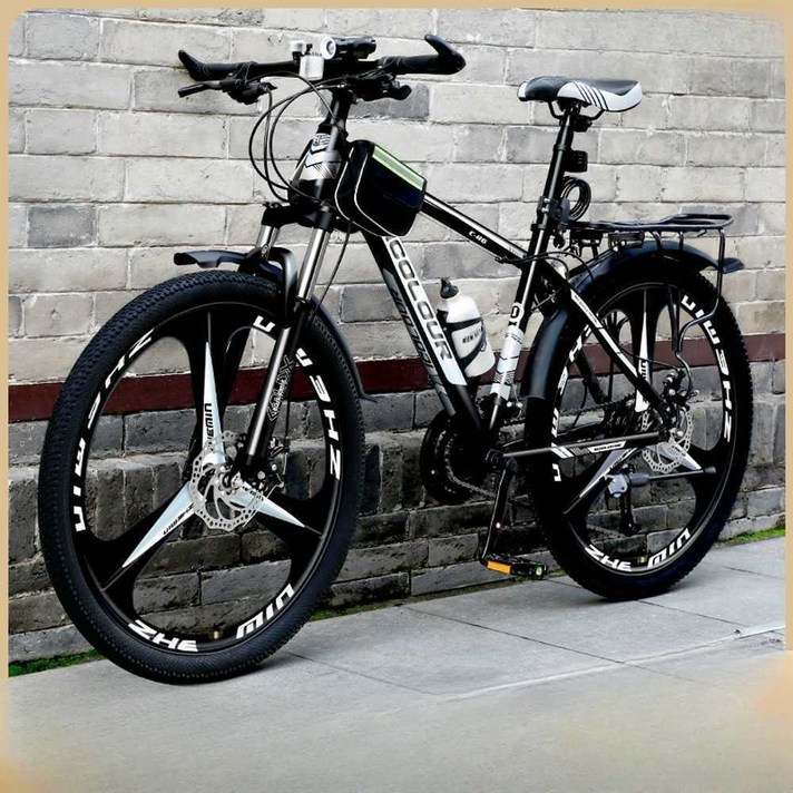 산악용 자전거 다운힐 바퀴큰 입문 MTB, (블랙 블루) 21단 24인치