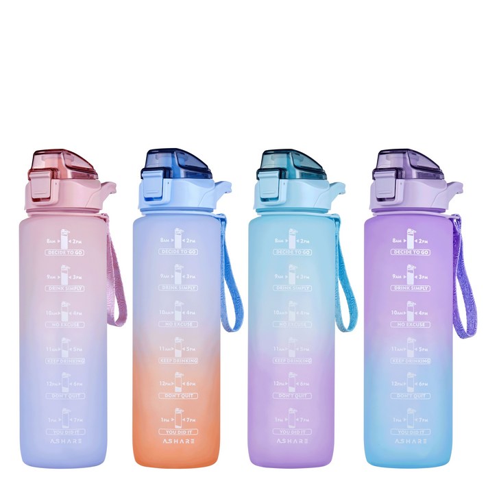 어쉐어 휴대용 스포츠 텀블러 + 휴대끈링 세트, 퍼플, 1L