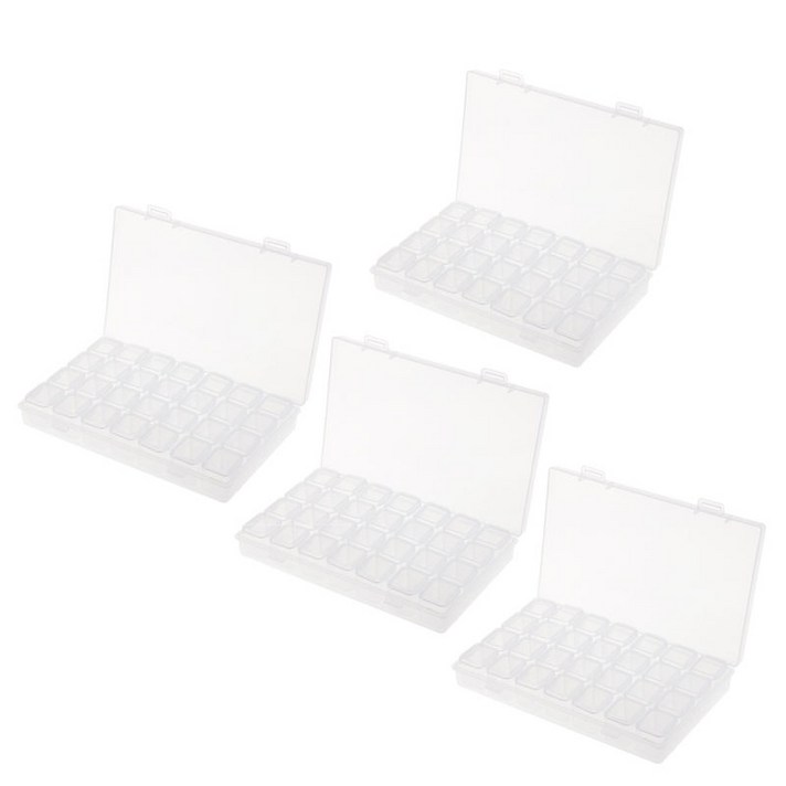 112Grid 조정 가능한 보석 보관 상자 케이스 주최자 컨테이너, 173x105x25mm, 플라스틱, 클리어