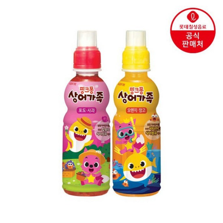 롯데칠성음료 핑크퐁 음료 오렌지 망고, 235ml, 24개입
