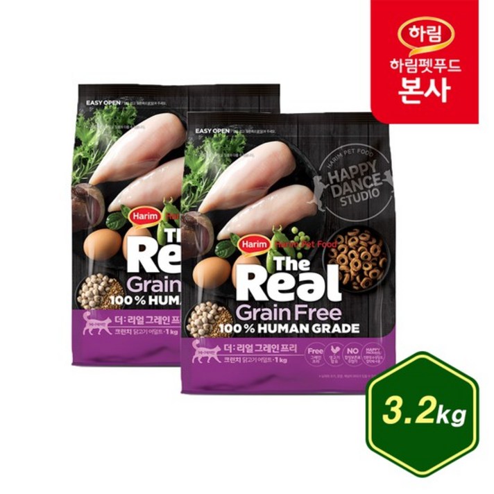 더리얼 캣 그레인프리 크런치 닭고기 어덜트 3.2kg, 닭, 1개