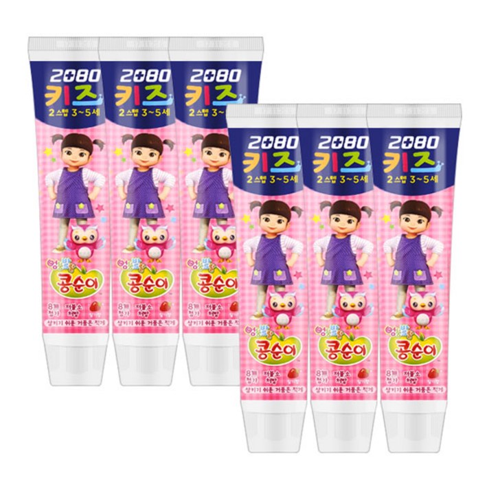 2080 키즈 2스텝 치약 콩순이, 80g, 6개