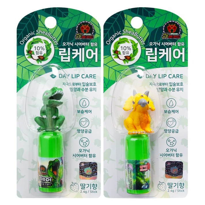 공룡메카드 피규어 립케어 유아 어린이 립밤, 1개, 딸기향