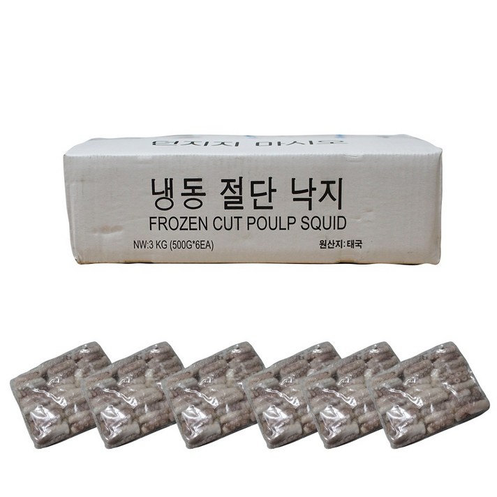 절단 낙지 L사이즈 500g 6개 총3kg 간편 손질 냉동낙지, 1box, 3kg